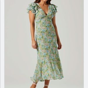 ASTR Celestine Floral Ruffle Midi Dress
